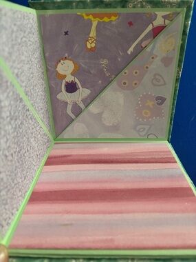 Ballerina Themed Keepsake squash book diamond fold accordion card.